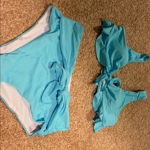 Ruffle high waisted swim suit size large